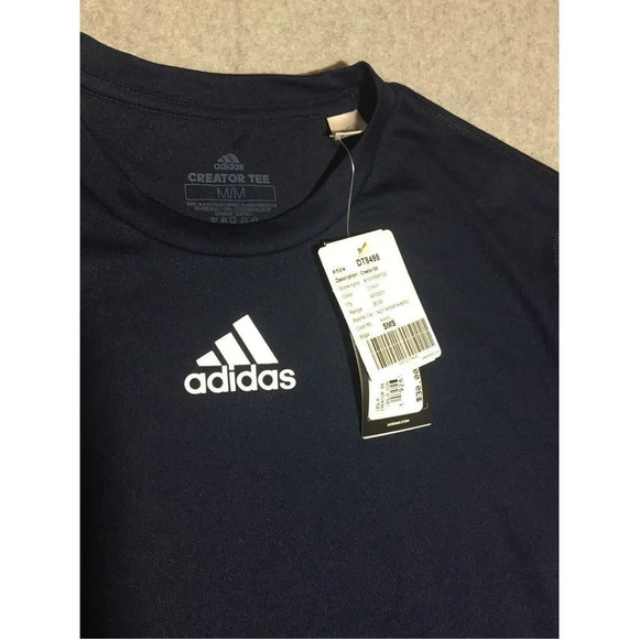 Mens NWT Adidas Shirt Size Medium Creator Tee Navy Blue Athletic Workout - Picture 2 of 4